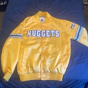 Vintage rare gold Denver nuggets starter 1995 nylon varsity jacket mens M